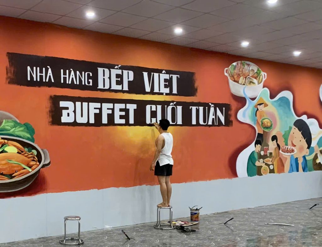 Vẽ tranh tường nhà hàng Hải Phòng đẹp, ấn tượng